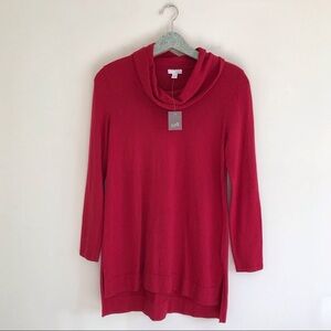 NWT J. Jill Red Cowl Neck Long Sweater